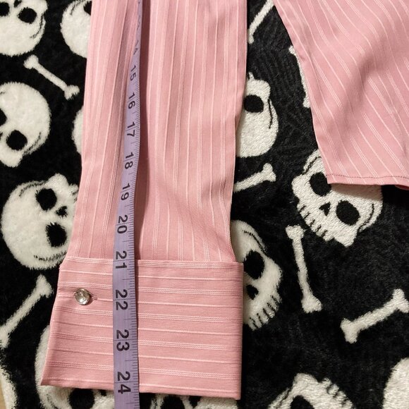 JESSICA Dusty rose pink vertical striped button-down shirt ~ MEDIUM LARGE blouse - Picture 10 of 14